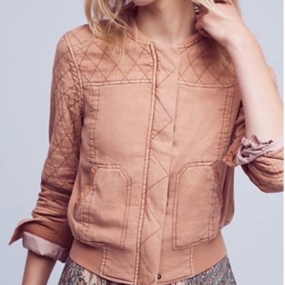 NWOT Anthropologie Hei Hei Itinerary Quilted Bomber Jacket Oatmeal Lined Large - Picture 4 of 16